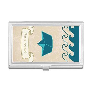 Imagem de Capa dobrável de papel para cartão de visita Ocean Love Sea Sailing Boat