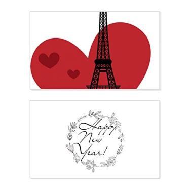 Imagem de Love Heart Eiffel Tower França Landmark Festival Ano Novo Cartão de felicitações Bless Message Present