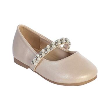 Imagem de Tênis infantil feminino da iGirlDress com alças e flores (tamanho 1-8), Nude Pink S116, 5 Toddler