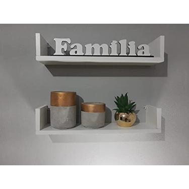 Imagem de Kit com 2 Nichos Prateleiras em U 50x12cm decorativa para quarto sala cozinha ou para brinquedos em quarto infantil MDF Branco