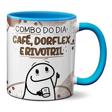 Imagem de Caneca Flork Combo Do Dia: Café Dor (flex) E Rir (votril) (Azul)