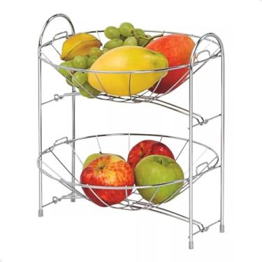 Imagem de Passerini, 6011, Fruteira Dupla Desmontável em Mesa Balcão Cozinha, cor Cromado, Aço