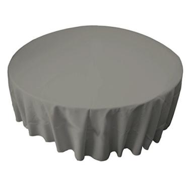 Imagem de LA Linen Toalha de mesa redonda de popelina de poliéster de 228,5 cm, cinza escuro 142