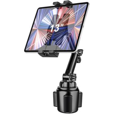 Imagem de woleyi Suporte de copo para tablet de carro, suporte de iPad para carro/caminhão, rotação de 360°, suporte universal ajustável para tablet compatível com iPad Pro Air Mini, Galaxy Tab, Z Fold, iPhone