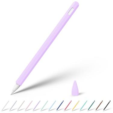 Imagem de KELIFANG Capa de silicone compatível com Apple Pencil de 2ª geração, suporte protetor de pele e 2 pontas acessórios compatíveis com iPad Pro 11 de 12,9 polegadas, roxa
