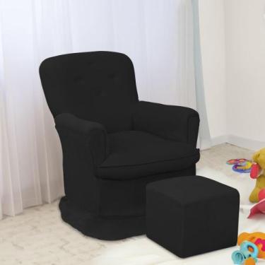 Imagem de Poltrona Amamentação para Quarto Fiorela com Puff Amo Estofados, Preto