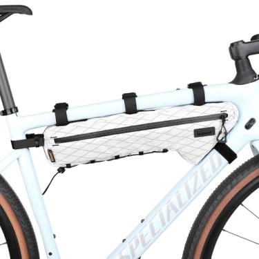 Imagem de Rhinowalk Bolsa para quadro frontal de bicicleta, bolsa triangular, leve, extralonga de 2,4 L, bolsa de nylon para mountain road bike (branca)