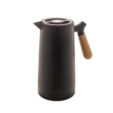 Imagem de Garrafa Térmica Plástico com cabo de Madeira Nórdica Preta 1L - WOLFF,