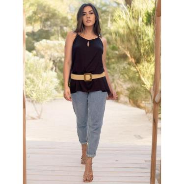 Imagem de Cinto em Palha Fivela Quadrada em Madeira - Único-Feminino