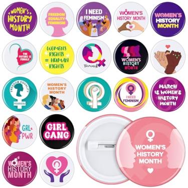 Imagem de Knitgrip 100 peças de broches femininos de botão do mês da história 1,5 polegadas broche de lapela feminista broche de empoderamento feminino para roupas, mochilas, bolsas, chapéus, artigos de festa,