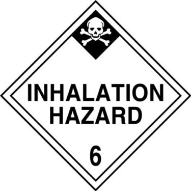 Imagem de Accuform MPL603VS25 Placa adesiva de vinil classe 6 DOT Placard, Legend "Inhalation Hazard 15.2 cm com gráfico, 26 cm de largura x 26 cm de comprimento, preto sobre branco (pacote com 25)