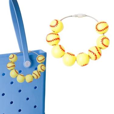 Imagem de Sdopbinbin Acessórios esportivos para bolsa Bogg Bolsa de praia Berloques Futebol Basquete Beisebol Futebol Voleibol Softball Mochila Berloque, Small, Madeira, Sem Pedra Preciosa