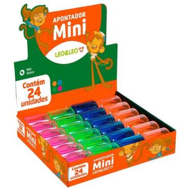 Imagem de Apontador Escolar Mini com Depósito Transparente Kit com 24 Unidades -
