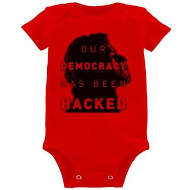 Imagem de Body Bebê Our Democracy Has Been Hacked - Foca na Moda, Vermelho, P