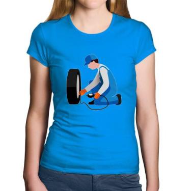 Imagem de Baby Look Algodão Borracharia - Foca na Moda, Azul, P