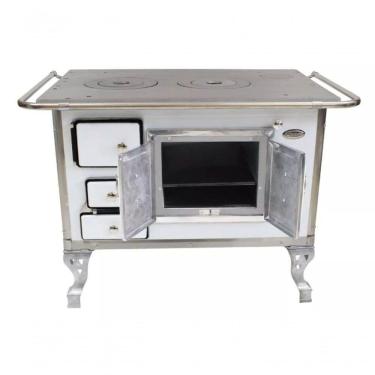 Imagem de Fogão A Lenha N2 Ferro Fundido Direito Branco Porta Dupla