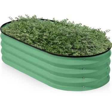 Imagem de Jardineira Alta em Metal Resistente 200x60cm Verde - Montar & Plantar