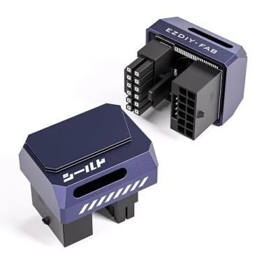 Imagem de EZDIY-FAB Adaptador PCIe 5.1 - 600W 12 + 4 pinos, conector de alimentação GPU 12VHPWR de 16 pinos, adaptador GPU 12V-2x6, ângulo reto de 180 graus - compatível com RTX 3090Ti, 4070Ti, 4080, 4090 GPU -