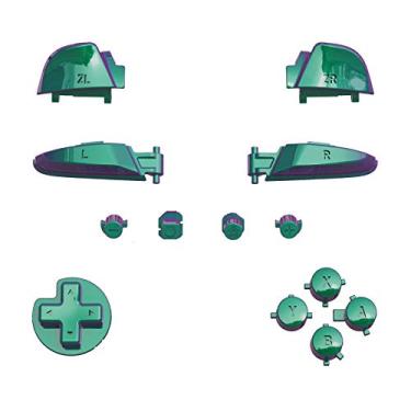 Imagem de eXtremeRate Chameleon verde roxo reparo ABXY D-pad ZR ZL L R teclas para controle Nintendo Switch Pro, conjunto completo de botões de substituição DIY com ferramentas para Nintendo Switch Pro – controle não incluído
