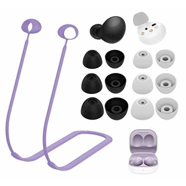 Imagem de Kit de pontas de orelha para Galaxy Buds 2 SM-R177, cordão de silicone macio antiperda coleira de cordão de pescoço acessórios de pele compatíveis com Samsung Galaxy Buds 2 - lavanda
