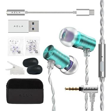 Imagem de AZLA Fones de ouvido intra-auriculares AZEL Edition G Gen 2 com fio, com microfone, conector de 3,5 mm, adaptador USB-C para 3,5 mm, conversor USB-A para USB-C, preto (menta)