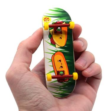 Imagem de Complete Fingerboard Happy Tacos Edition - Premium, gráfico de transferência de calor - Forma e tamanho profissionais - Rolamentos, caminhões profissionais, buchas 61A Pro Duro - Deck de 32 mm x 97 mm - Teak Tuning