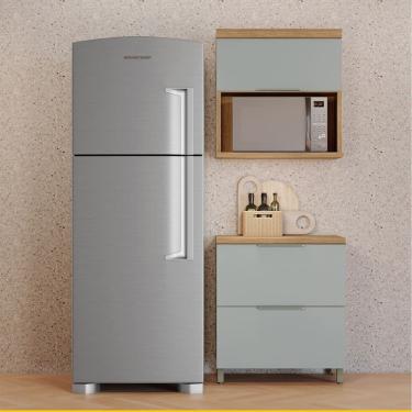 Imagem de Cozinha Compacta Nesher Marquesa Com 2 Portas 1 Gaveta 80cm Marrom-verde-cinza
