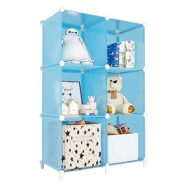 Imagem de Armário portátil com 6 cubos, organizador de armário e estante de armazenamento com martelo de metal, armário organizador para crianças, quarto, banheiro