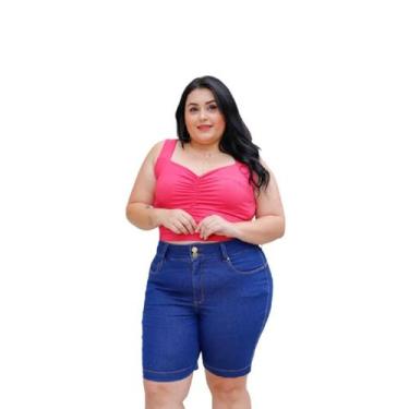 Imagem de Bermuda Jeans Plus Size Adulto Feminina - Olv Jeans, Azul, 48