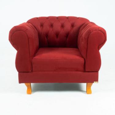 Imagem de Poltrona Elisabeth Chesterfield Capitone Suede Vermelha Decorativa /  