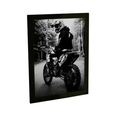 Imagem de Quadro Decorativo Moto Motocross Foto Preto E Branco Decoração Poster Quarto Sala