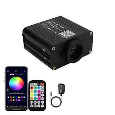Imagem de AZIMOM Tamanho pequeno 16W cintilante e fonte de luz de fibra óptica ativada por som RGBW caixa de luz motor mergulhador aplicativo/controle remoto modo sensor de música para decoração de carro casa
