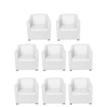 Imagem de Kit 8 Poltrona Decorativas Reforçada  Recepção Clinica Salão Courino