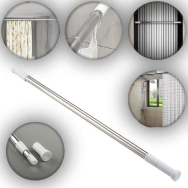 Imagem de Varão Extensível Regulável de Pressão para Cortina Box Banheiro Cozinh
