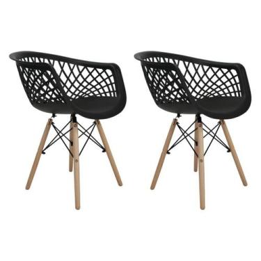 Imagem de Kit 2 Cadeiras de jantar Web Estrutura em Madeira Maciça e Assento Erg