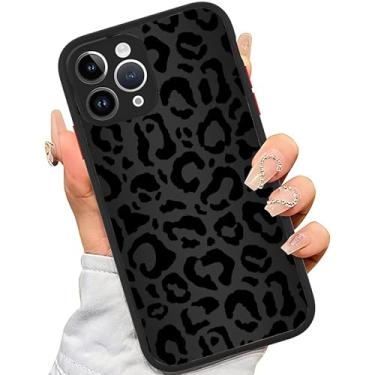 Imagem de XUNQIAN Capa compatível com iPhone 13 (2021) de 6,1 polegadas, estampa de pele de animal de leopardo preto preto fino macio TPU + capa protetora espelhada temperada para Apple 13 (para iPhone 13)