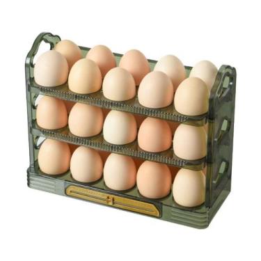 Imagem de Porta Ovos Organizador 3 Andares Com Alça Verde - YAAY