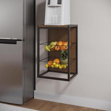 Imagem de Fruteira Vertical De Parede Imbuia/Branco Preto Com Imbuia - CONVENIEN