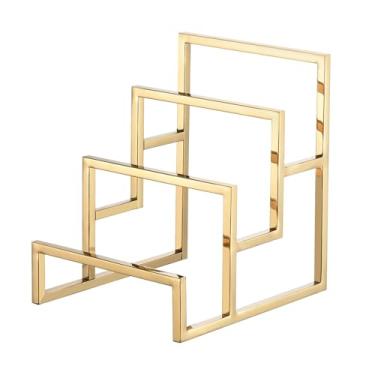 Imagem de predolo Suporte para exibição de bolsas, carteira, escada, organizador de armário, bolsa de mão, suporte para lojas de butique, balcão de loja de varejo, Dourado, 15x18x19cm