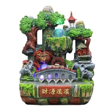 Imagem de XFNVXC Fonte decorativa para uso interno, fonte de mesa, bonsai, acessórios para casa, resina, rochoso, fonte de água, ornamentos, fonte de jardim ornamental, casa