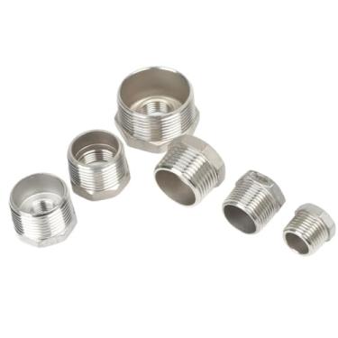 Imagem de SS304 Acessórios redutores de tubos de aço inoxidável Bucha redutora sextavada macho para fêmea Encaixe de tubulação 1/20.3 cm 1/10.2 cm 3/20.3 cm 1/5.1 cm 2.5 cm (DN25XDN10 82g)