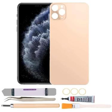 Imagem de Substituição de vidro da capa traseira compatível com iPhone 11 Pro Max de 6,7 polegadas com kits de ferramentas de reparo (dourado)