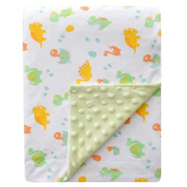 Imagem de Cobertor de bebê Gina Era 76x102 cm, macio, dupla camada, dinossauro