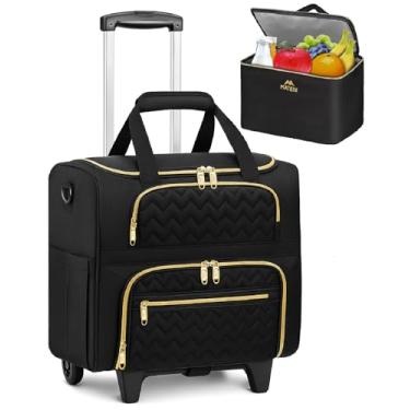 Imagem de MATEIN Bolsa feminina com rodinhas para laptop de 15,6 polegadas com rodas e carrinho destacável, sacola de professores de computador com isolamento térmico para presente para enfermeira, trabalho