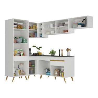 Imagem de Cozinha Completa De Canto Mp2051 Com Armário E Balcão Branca - MULTIMO