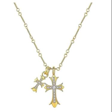 Imagem de Colar de cruz para mulheres, pingente de cruz dupla, joias religiosas, presentes religiosos, presente de aniversário para filha