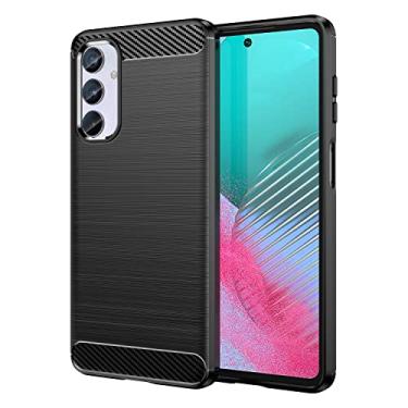 Imagem de HTXWXJC Capa para Galaxy M54 5G, capa para Samsung F54 5G, SM-E546B, SM-M546B, capa protetora fina de borracha TPU de fibra de carbono antiarranhões à prova de choque para Samsung Galaxy M54 F54 preta