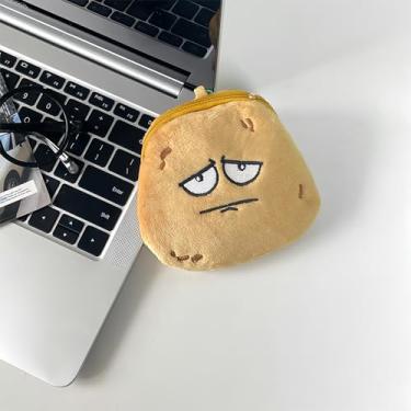 Imagem de Bolsa de moedas kawaii de batata amarela – linda bolsa com zíper com tema de comida e chaveiro para mulheres, mini carteira para dinheiro e cartões, Multicor