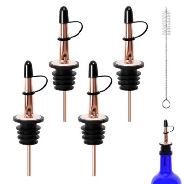 Imagem de 4 bicos de despejo de licor, bicos para garrafas, despejadores de garrafas de licor para álcool, azeite de oliva, despejadores de bebidas com tampas de poeira, Speed Pourers, acessórios de bar de bar