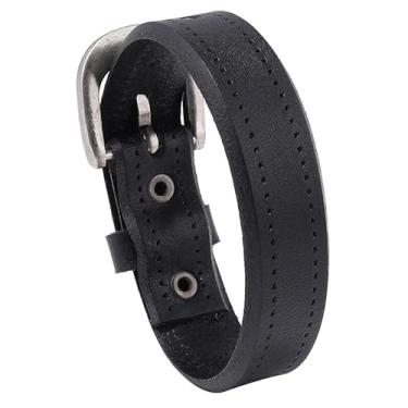 Imagem de Rockyu Pulseira masculina, couro legítimo, design simples, estilo vintage, casual, acessório de pulso, presente de aniversário, ミディアム, Couro, Sem Pedra Preciosa